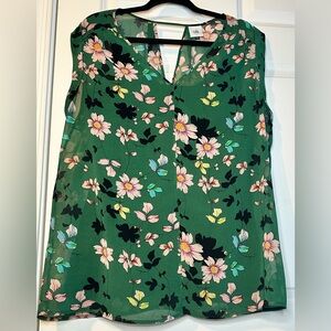 CAbi Green Floral Sleeveless Top